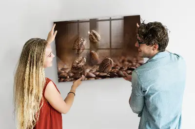 Kávébab mintás falra szerelhető mágnestábla