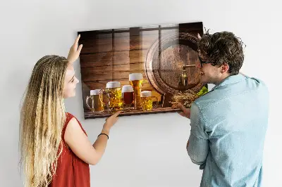 Fali mágneses tábla Egy hordó sör mintával