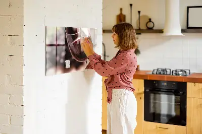 Mágneses fali tábla Egy pohár vörösbor mintával