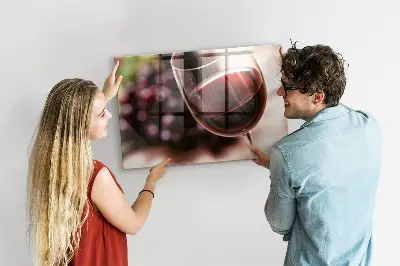 Mágneses fali tábla Egy pohár vörösbor mintával