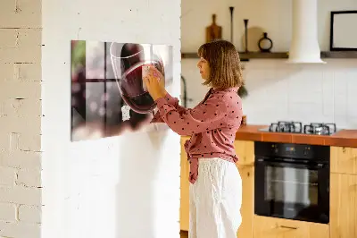 Mágneses fali tábla Egy pohár vörösbor mintával