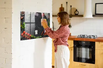 Fali mágneses tábla Zöldségek a pulton mintával
