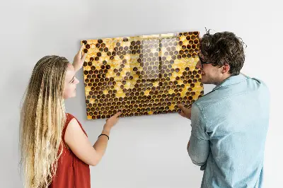 Mágneses fali tábla méhsejt mintával