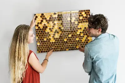 Mágneses fali tábla méhsejt mintával