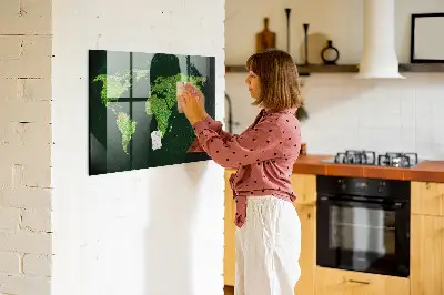 Fali mágneses világtérkép füves mintával