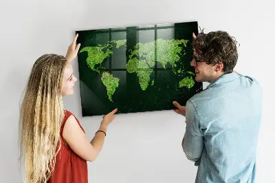 Fali mágneses világtérkép füves mintával