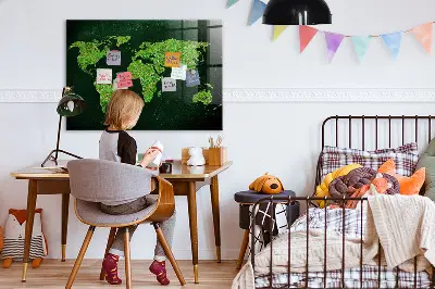 Fali mágneses világtérkép füves mintával