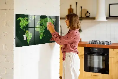 Fali mágneses világtérkép füves mintával