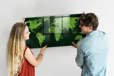 Fali mágneses világtérkép füves mintával