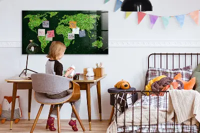 Fali mágneses világtérkép füves mintával