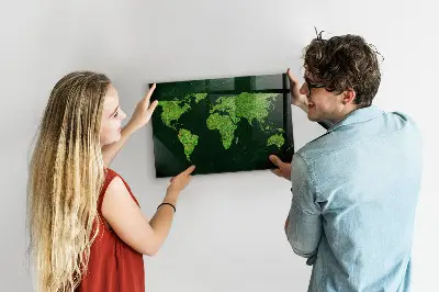 Fali mágneses világtérkép füves mintával