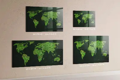 Fali mágneses világtérkép füves mintával