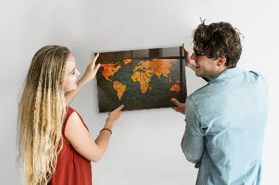 Fali mágneses világtérkép tábla