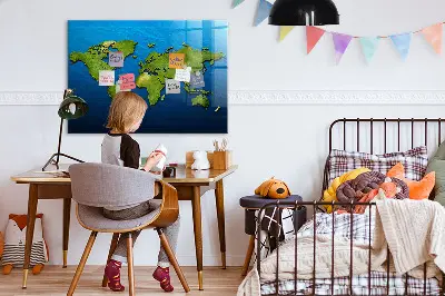 Világtérkép mintás fali üzenőtábla