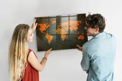 Világtérkép mintás mágneses fali tábla