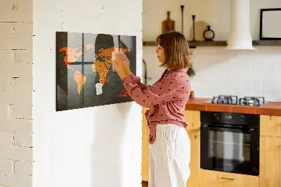 Világtérkép mintás mágneses fali tábla