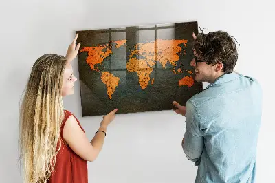 Világtérkép mintás mágneses fali tábla