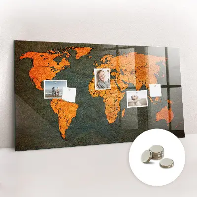 Világtérkép mintás mágneses fali tábla
