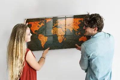 Világtérkép mintás mágneses fali tábla