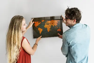 Világtérkép mintás mágneses fali tábla