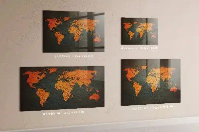 Világtérkép mintás mágneses fali tábla