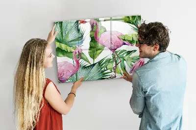 Mágneses fali tábla természetes flamingók mintával