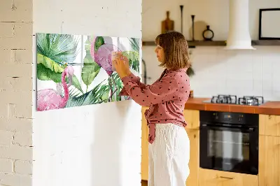 Mágneses fali tábla természetes flamingók mintával