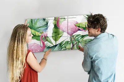 Mágneses fali tábla természetes flamingók mintával