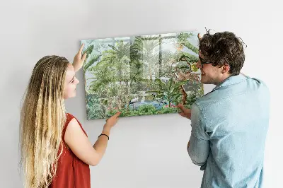Dzsungel mintás fali mágneses tábla