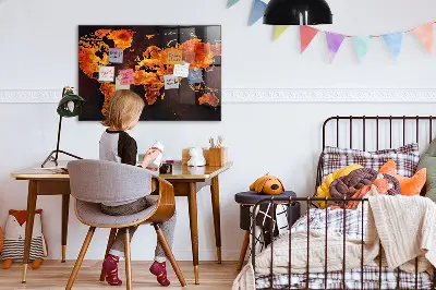 Világtérképes fali mágnestábla