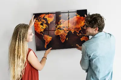Világtérképes fali mágnestábla