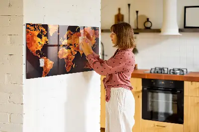 Világtérképes fali mágnestábla