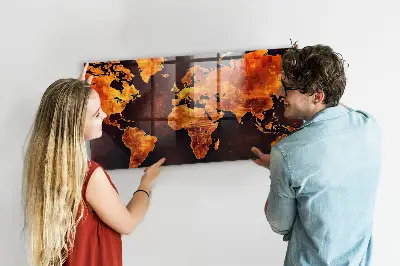 Világtérképes fali mágnestábla