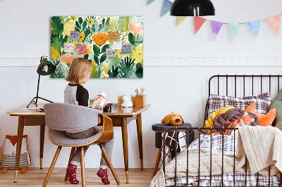 Akvarell virágok mintás fali mágneses tábla