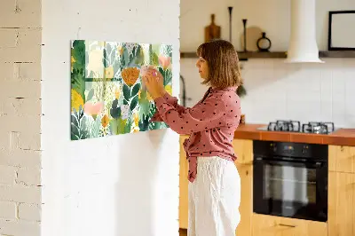 Akvarell virágok mintás fali mágneses tábla