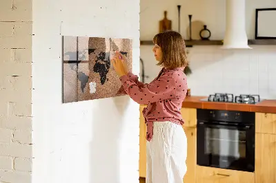 Világtérkép mintás mágneses fali tábla