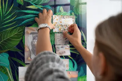 Mágneses fali tábla egzotikus levelek mintával
