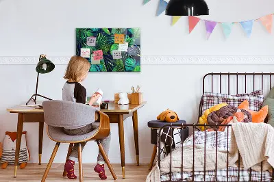 Mágneses fali tábla egzotikus levelek mintával
