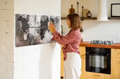 Fali mágneses világtérkép beton mintázattal