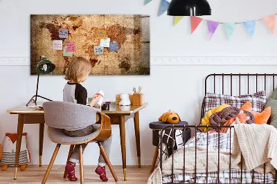 Fali üzenőtábla régi világtérkép mintával