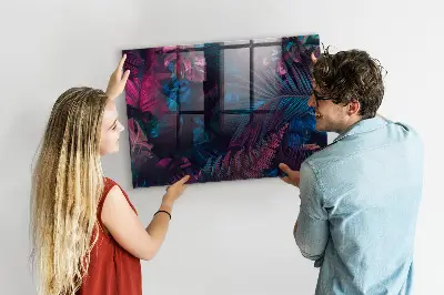 Egzotikus virágok mintás fali mágnestábla