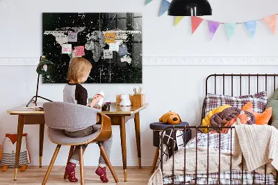 Fali mágneses világtérkép dollár mintával