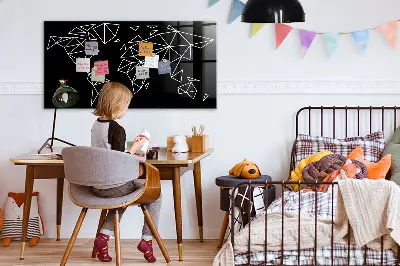 Modern világtérkép mintás fali mágneses tábla