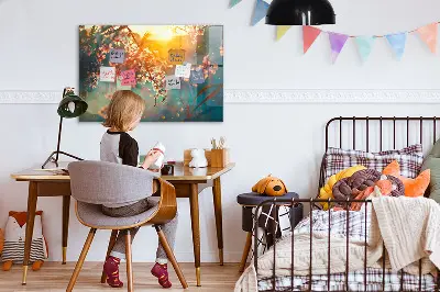 Mágneses fali tábla tavaszi virágok mintával