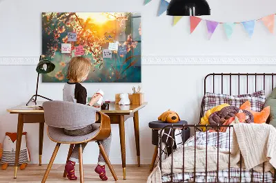 Mágneses fali tábla tavaszi virágok mintával