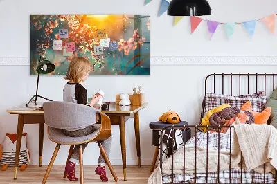 Mágneses fali tábla tavaszi virágok mintával