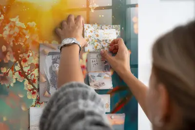 Mágneses fali tábla tavaszi virágok mintával