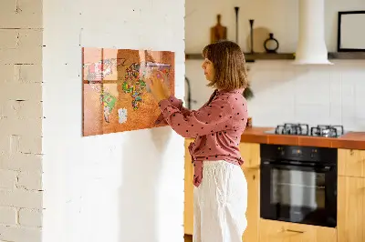 Mágneses világtérkép fali tábla zászlókkal