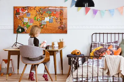 Mágneses világtérkép fali tábla zászlókkal