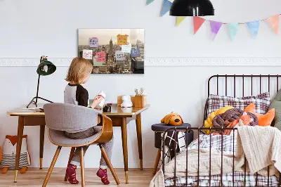 Városi tájkép mintás fali üzenőtábla
